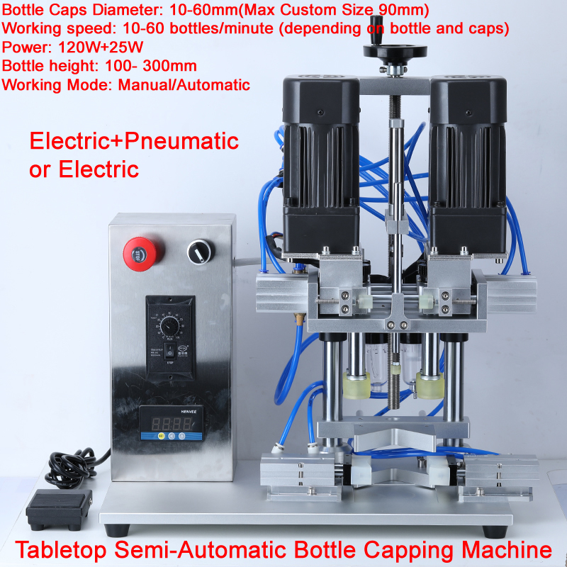 Juice Bottle Dropper - Tabletop Semi-Automatic Bottle Capping Machine for