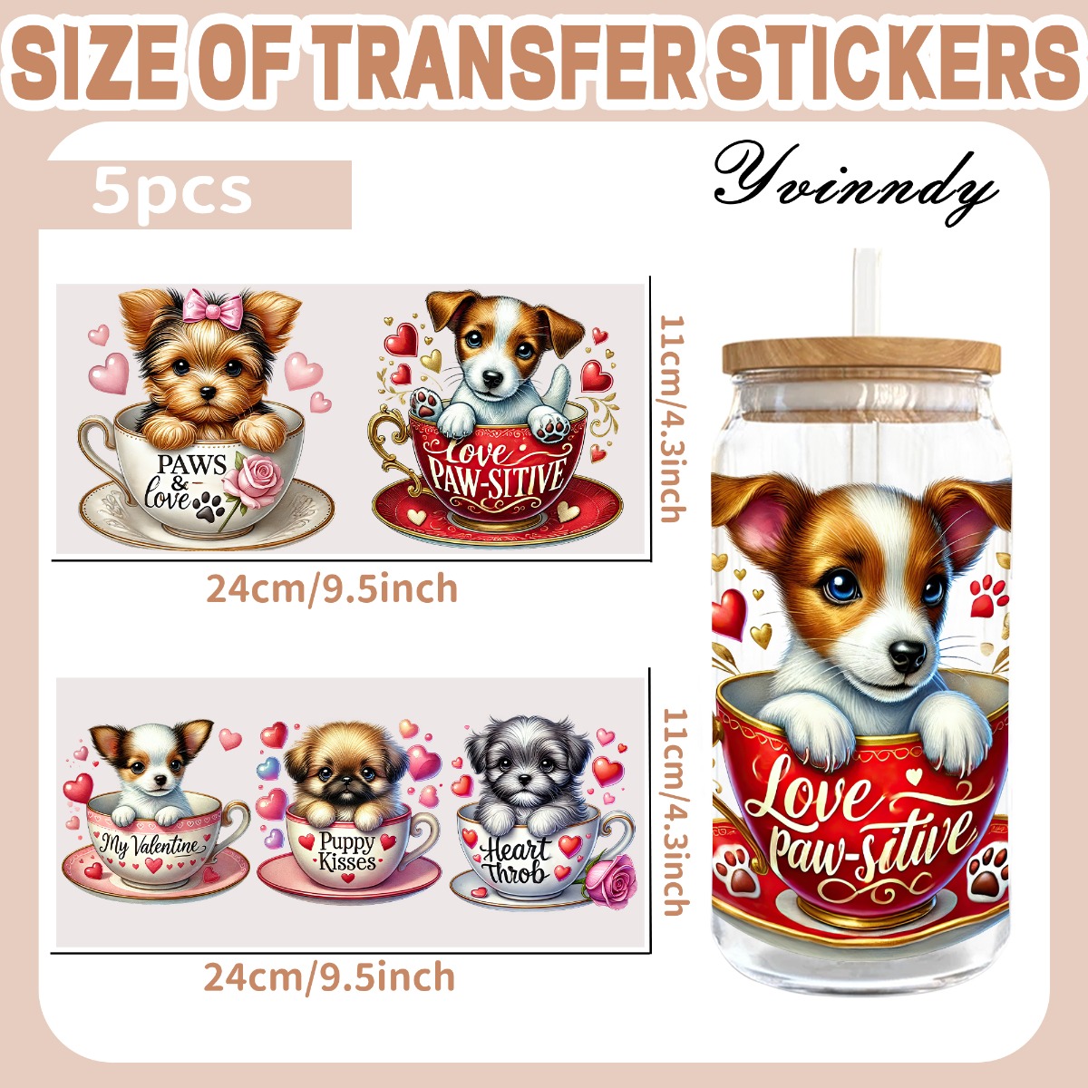 5Pcs/Set Valentines Puppy 16OZ – обзор и цена Rdta Tank Glass